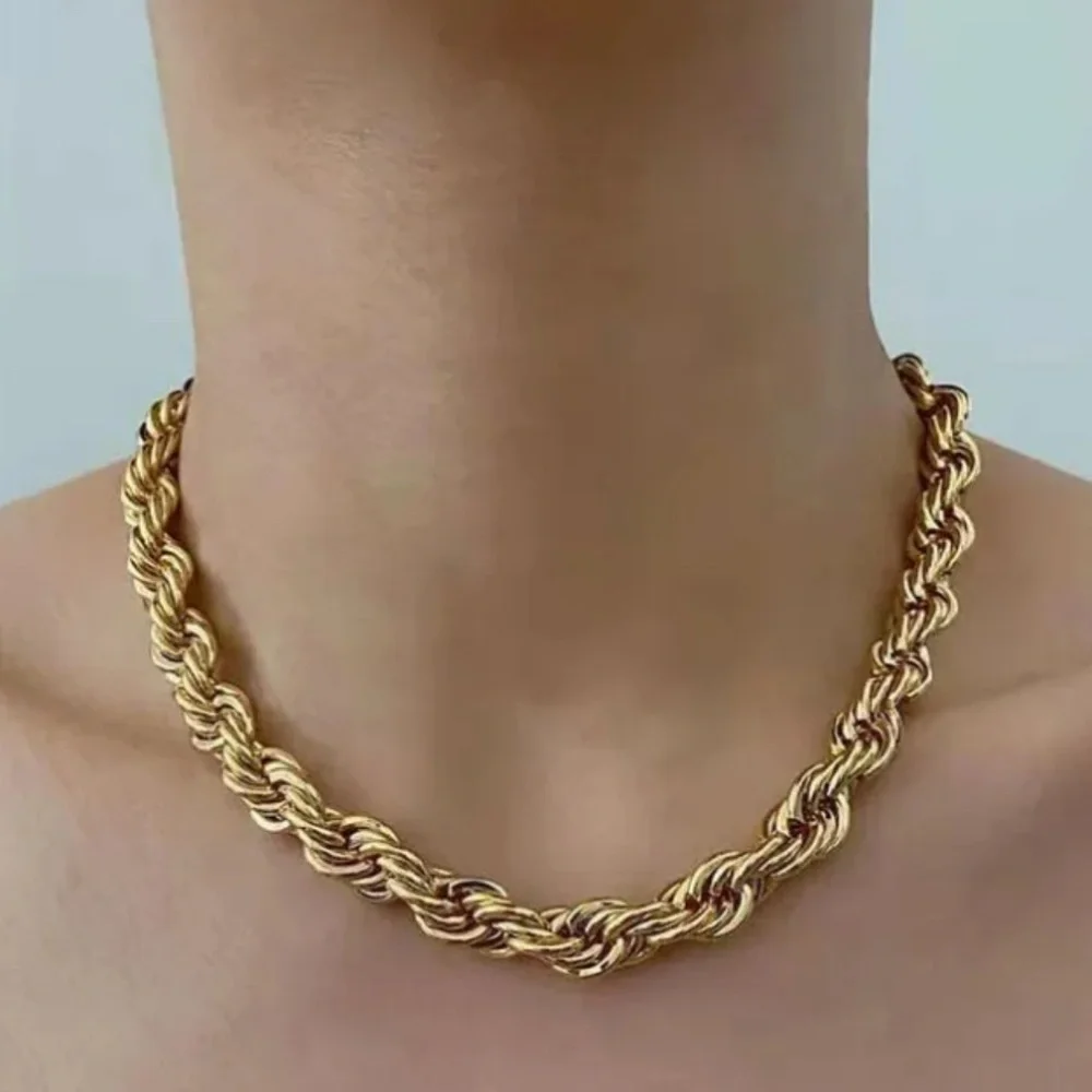 Necklace Twisted Rope Chain Style Simple Style Solid‎ Steel 18K Gold